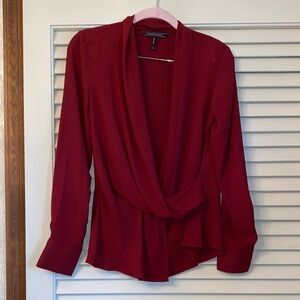 BCBG Faux Wrap Blouse Red XS